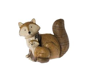 Funny Pets Statuette Renards de décoration en résine aspect bois marron