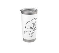 Funny Philosopher Cat Deep Thought Minimalist Line Art Gobelet isotherme en acier inoxydable double paroi