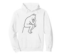 Funny Philosopher Cat Deep Thought Minimalist Line Art Sweat à Capuche
