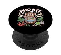 Funny Pho Kit Monkey Pun Vietnamien Nouilles Bol Humour PopSockets PopGrip Adhésif