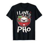 Funny Pho Soup Vietnamese Food Graphics Co. T-Shirt Unisex Noir S I Love Pho Soupe Pho Nourriture vietnamienne Classic Light Col rond Manche courte Coupe régulière