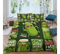 Funny Pickle Art Parure de Lit 3D Effet Microfibre 3 Pièces Hypoallergique Cartoon Humor Design Housse de Couette avec Taie d'oreiller Ultra Douce for Enfants Garçons Ado Super King（260x220cm）