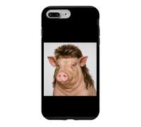 Funny Pig with Mullet Hair Meme Buzz Cut Hilarant Animal Coque pour iPhone 7 Plus/8 Plus