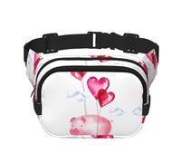 Funny Piggy Sac banane carré double couche - Sac banane unisexe partout avec sangle réglable, course à pied, voyage, noir, taille unique