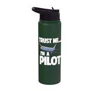 Funny Pilot Captain Pilot Avion Lovers Flight School Stainless Steel Insulated Water Bottle
