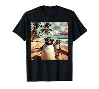 Funny Pingouin Selfie at The Beach Meme Animal Lover Graphic T-Shirt