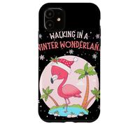 Funny Pink Flamingo Christmas Palm Tree Santa Snowflake Xmas Coque pour iPhone 11