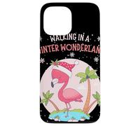 Funny Pink Flamingo Christmas Palm Tree Santa Snowflake Xmas Coque pour iPhone 13 Pro Max