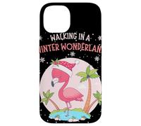 Funny Pink Flamingo Christmas Palm Tree Santa Snowflake Xmas Coque pour iPhone 14