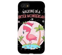 Funny Pink Flamingo Christmas Palm Tree Santa Snowflake Xmas Coque pour iPhone SE (2020) / 7/8
