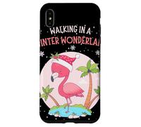 Funny Pink Flamingo Christmas Palm Tree Santa Snowflake Xmas Coque pour iPhone XS Max