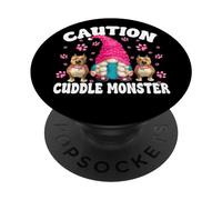 Funny Pitbull Graphic for Women Girl Caution Cuddle Monster PopSockets PopGrip Adhésif