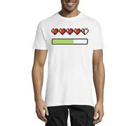 Funny Pixel Styled Health and Energy Bars Crew Neck Cotton T-Shirt Homme Blanc, blanc, XL