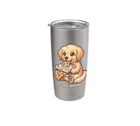 Funny Pizza Bandit, chien et chiot Golden Retriever, amateur de pizzas Gobelet isotherme en acier inoxydable double paroi