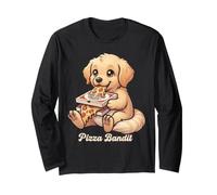Funny Pizza Bandit, Chien et Chiot Golden Retriever, Amateur de Pizzas Manche Longue