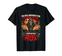 Funny Pizza Lovers Grim Reaper Gothic Sarcastic Dark Humor T-Shirt