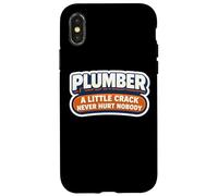 Funny Plumber A Little Crack Never Hurt Nobody Joke Citation Coque pour iPhone X/XS
