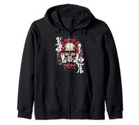 Funny Poker Player Apparel ::: Roses Gray Red Cards Skull Sweat à Capuche