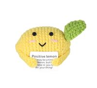 Funny Positive Lemon, 8cm Mignon Jouet de Poupée Citron avec Carte d'Encouragement Poupée Jouets au Crochet Décor Drôle de Citron pour Anniversaire Fête Décoration de Maison Bureau