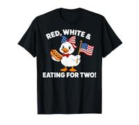 Funny Pregnancy Announcement Red, White Eating for Two Goose T-Shirt