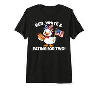 Funny Pregnancy Announcement Red, White Eating for Two Goose T-Shirt Haut de Gamme