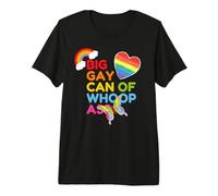 Funny Pride Big Gay Can of Whoop Ass LGBTQ Rainbow Heart T-Shirt Haut de Gamme
