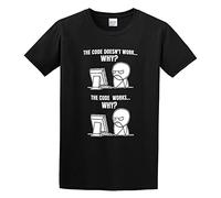 Funny Programmer Code Works Why Meme Graphic Top Printed Tee Shirt Mens T Shirt Black 3XL
