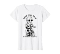 Funny Psychology Only Jung, Une Fois Immature, Tricycle pour Toujours T-Shirt Graphique avec Valeur, Femme, Blanc, XL