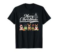 Funny Pug Dog Christmas Lights Santa Hat Candy Cane Xmas T-Shirt
