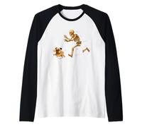 Funny Pug Dog Halloween Steal Bone Skeleton Chase Spooky Pug Manche Raglan
