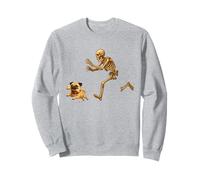 Funny Pug Dog Halloween Steal Bone Skeleton Chase Spooky Pug Sweatshirt