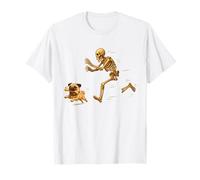 Funny Pug Dog Halloween Steal Bone Skeleton Chase Spooky Pug T-Shirt