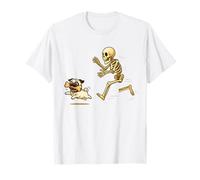 Funny Pug Dog Halloween Steal Bone Skeleton Chase Spooky Pug T-Shirt