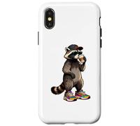 Funny Raccoon, Common Raccoon Drinking Coffee Coque pour iPhone X/XS