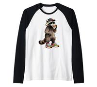 Funny Raccoon, Common Raccoon Drinking Coffee Manche Raglan