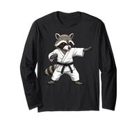 Funny Raccoon Doing Karate Samurai Ninja Raccoon Manche Longue