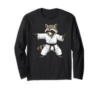 Funny Raccoon Doing Karate Samurai Ninja Raccoon Manche Longue