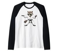 Funny Raccoon Doing Karate Samurai Ninja Raccoon Manche Raglan