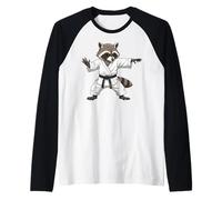 Funny Raccoon Doing Karate Samurai Ninja Raccoon Manche Raglan