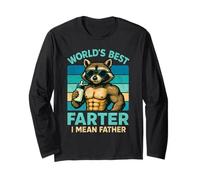 Funny Raccoon Father's Day World's Best Farter I Mean Father Manche Longue
