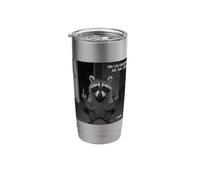 Funny Raccoon Flipping Off Middle Finger On Security Camera Gobelet isotherme en acier inoxydable double paroi