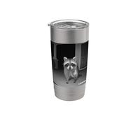 Funny Raccoon Flipping Off Middle Finger On Security Camera Gobelet isotherme en acier inoxydable double paroi