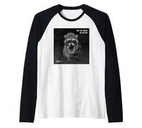Funny Raccoon Flipping Off Middle Finger on Security Camera Manche Raglan