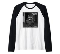 Funny Raccoon Flipping Off Middle Finger on Security Camera Manche Raglan