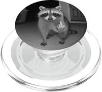 Funny Raccoon Flipping Off Middle Finger on Security Camera PopSockets PopGrip pour MagSafe