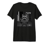 Funny Raccoon Flipping Off Middle Finger on Security Camera T-Shirt Haut de Gamme