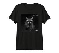 Funny Raccoon Flipping Off Middle Finger on Security Camera T-Shirt Haut de Gamme