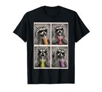 Funny Raccoon Iced Drinks Portraits T-Shirt Graphique avec Valeur