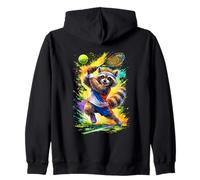Funny Raccoon Playing Tennis Colorful Match Sweat à Capuche
