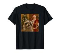 Funny Raccoon Selfie with Santa Eating Cookies and Drinking T-Shirt